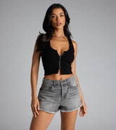 Serving Sporty Zip-Up Crop Tank Top