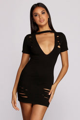Destructed Mini T Shirt Dress