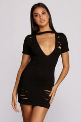 Destructed Mini T Shirt Dress