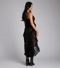 Romance Rules Lace-Up Lace Tunic Top