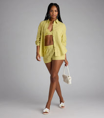 Summer Mode Button-Down Cotton Top