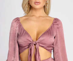 First Impression Tie Front Crop Top