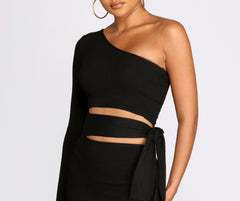 One Of A Kind One Shoulder Knit Midi Dress