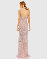 Pink Sequined Low Back Slip Gown