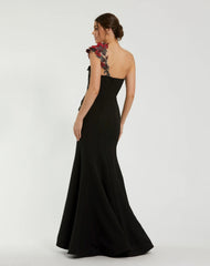 Black Off The Shoulder Embroidered Mermaid Gown