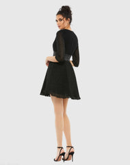Black Shimmer Infused Pleated Mini Dress