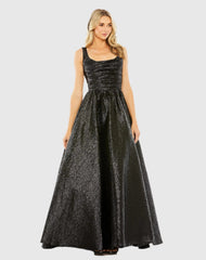 Metallic Pleated Bodice Ballgown