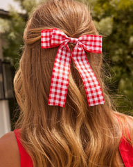 Maylie Gingham Bow Hair Clip