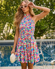 Serafina Floral Halter Mini Dress