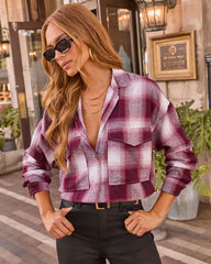 Petaluma Cotton Blend Plaid Button Down Top