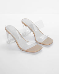 Jodi Clear Block Heel Mules