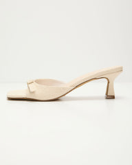 Ivy House Buckled Linen Kitten Heel