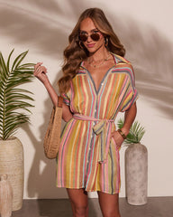 Sunshade Waist Tie Mini Shirt Dress