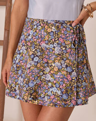 Willow Bloom Floral Wrap Mini Skirt
