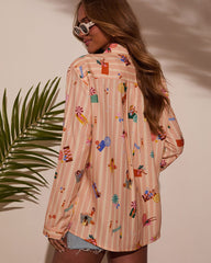 Chance Of Sun Novelty Button Down Top