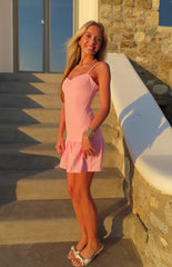 Deloris Pink Crepe Party Mini Dress