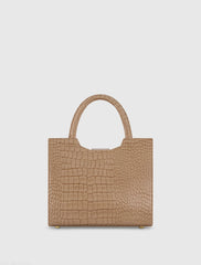 Brown Crocodile Leather Tote Bag With Gold Buckle - FINAL SALE