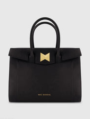 Black Large Leather Briefcase Bag With Gold Hardware