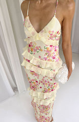 Inara Yellow Bloom Ruffle Maxi