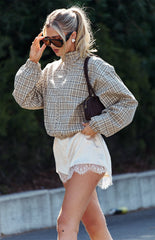 Agnes Cream Satin Lace Shorts