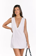 Wynn White Linen Shift Mini Dress