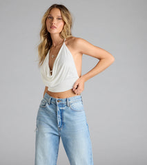 All This Love Cowl Halter Crop Top