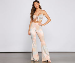 Tie Dye Glam Tie Front Top