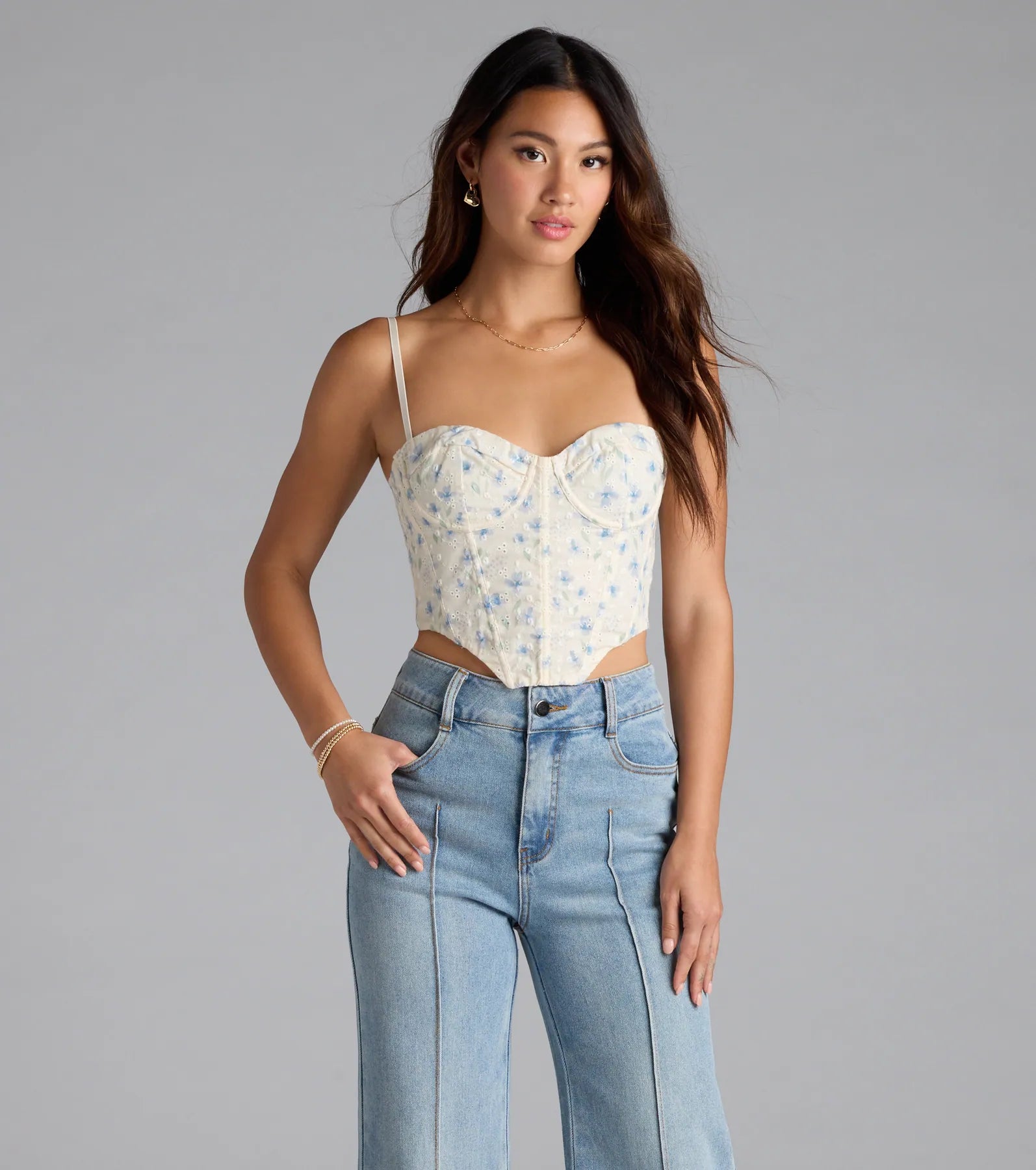Picturesque Cutie Lace-Up Floral Bustier