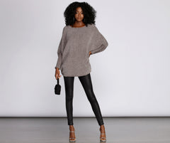 Boat Neck Chenille Pullover Sweater
