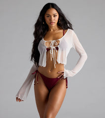 Sultry Take Tie-Front Long Sleeve Crop Top