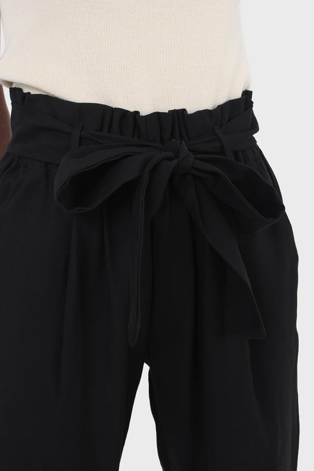 Black paper bag waist trousers
