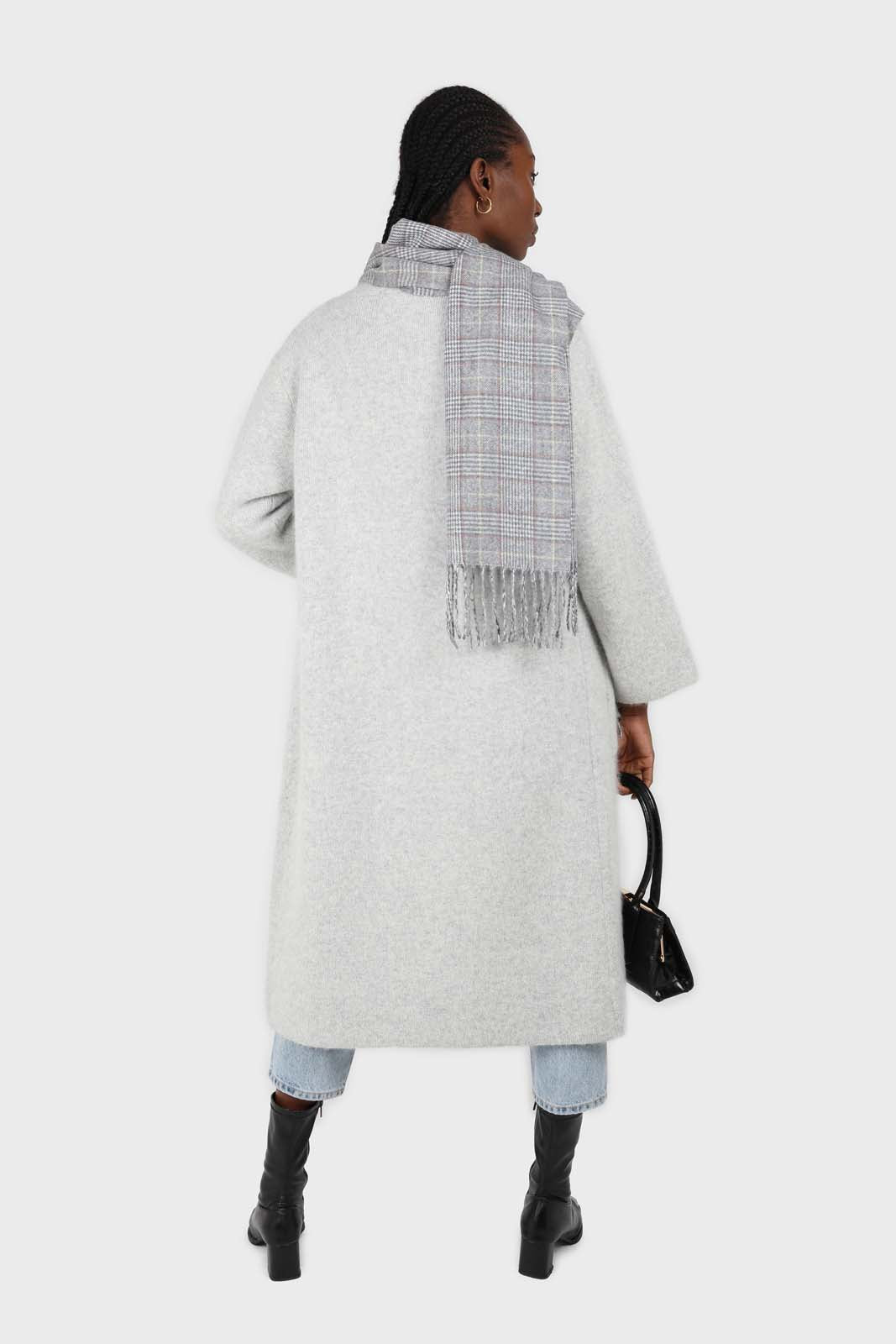 Pale grey thick angora sweater coat