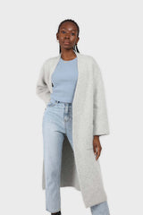 Pale grey thick angora sweater coat