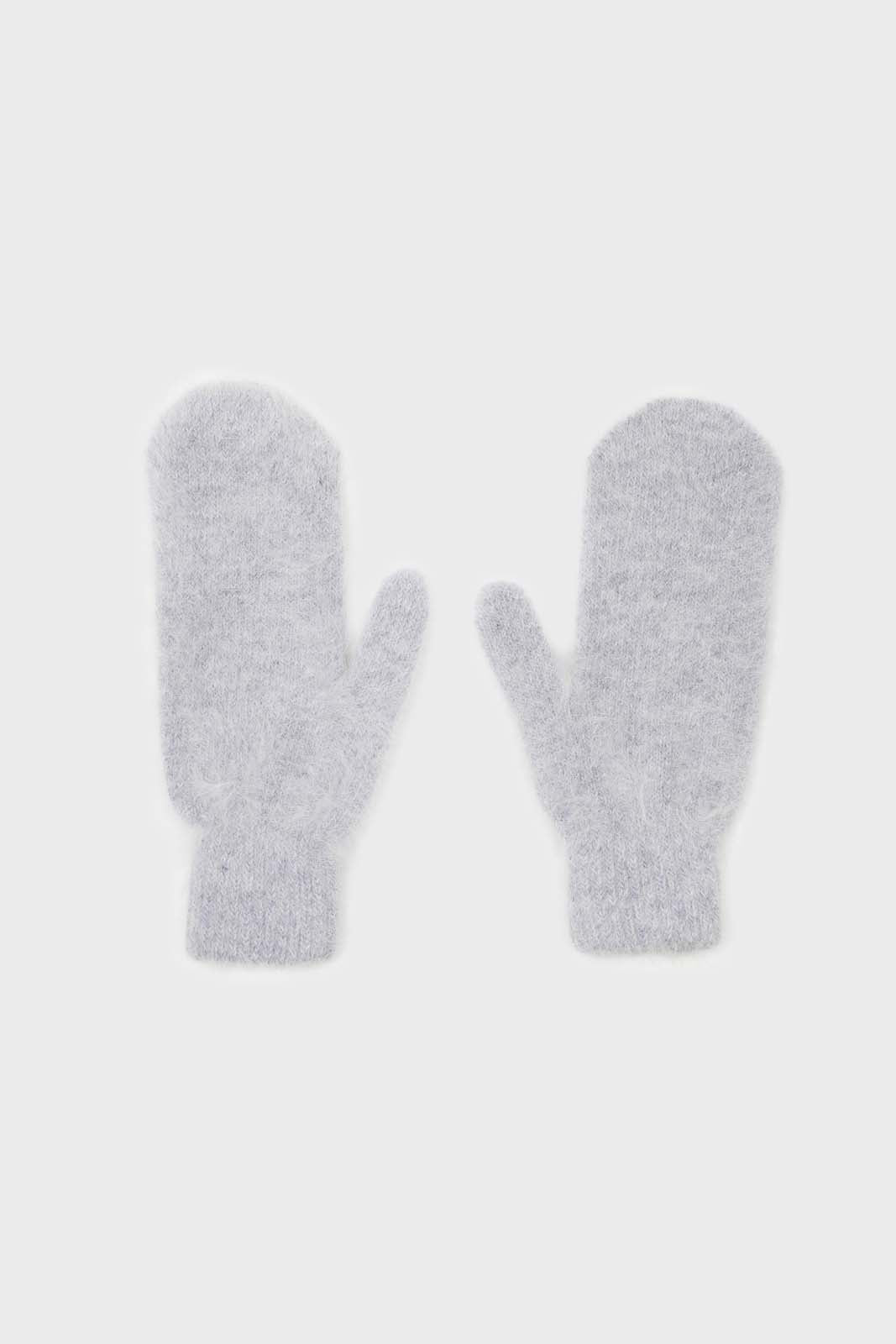 Pale grey mohair mittens