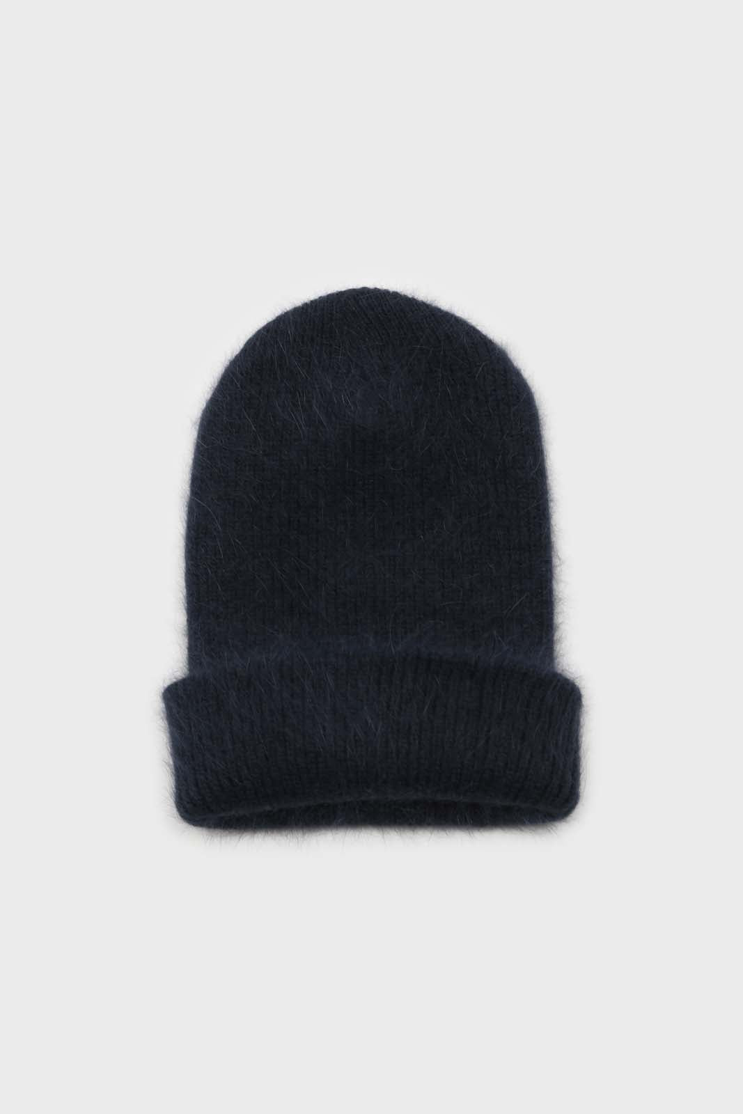 Deep blue mohair beanie hat
