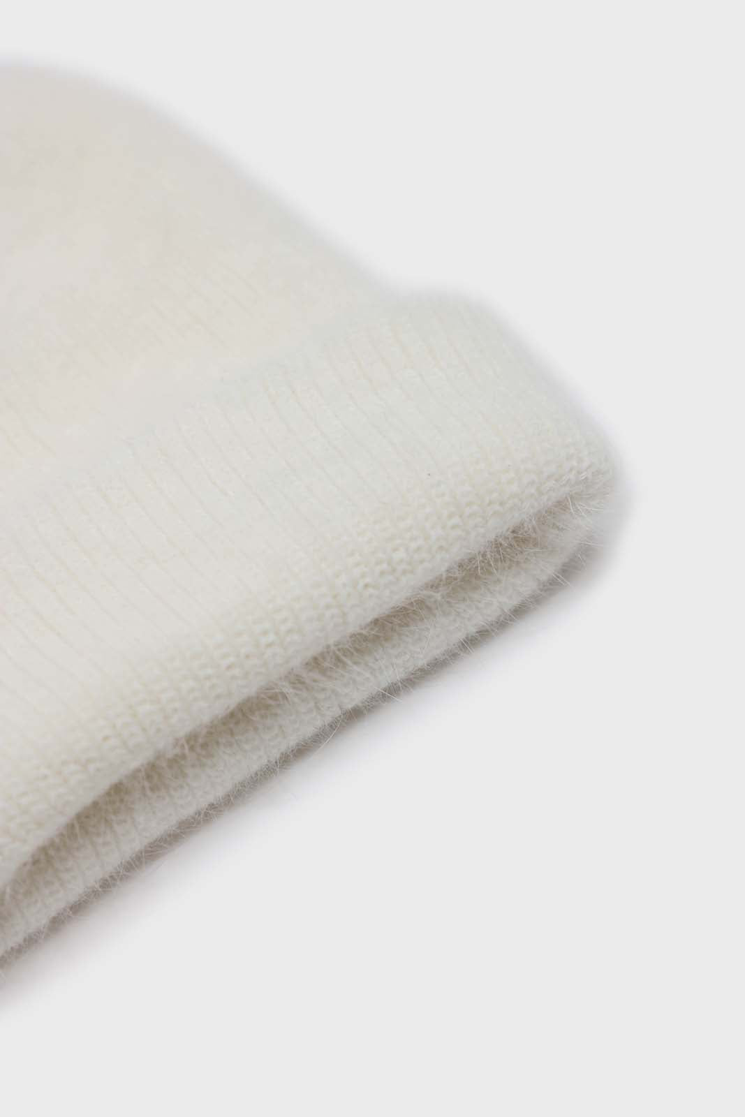 White mohair beanie hat