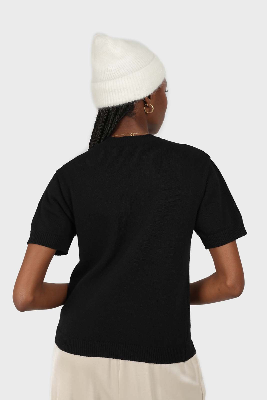 White mohair beanie hat