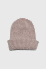 Light beige mohair beanie hat