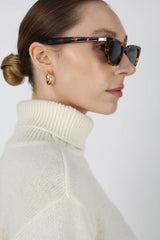 Ivory wool cropped turtleneck jumper