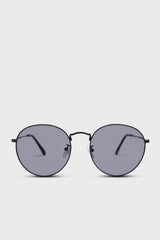 Black matte metal frame round sunglasses