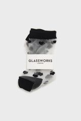 Black sheer heart socks