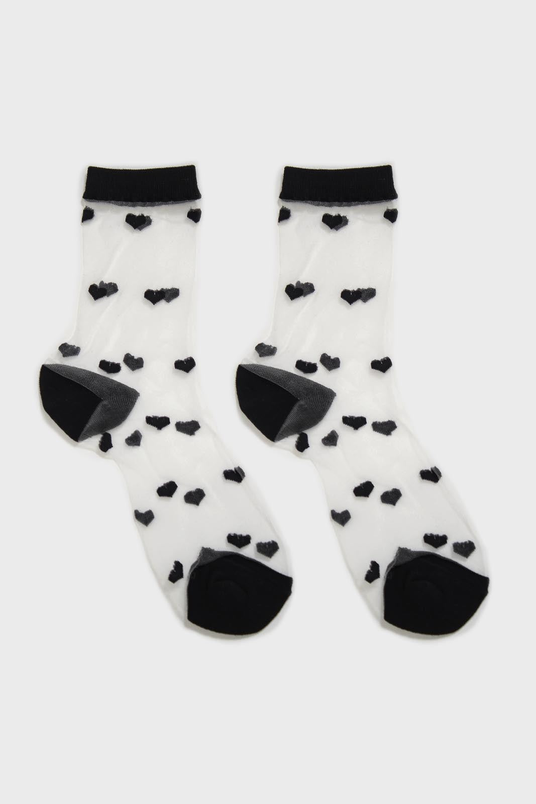 Black sheer heart socks