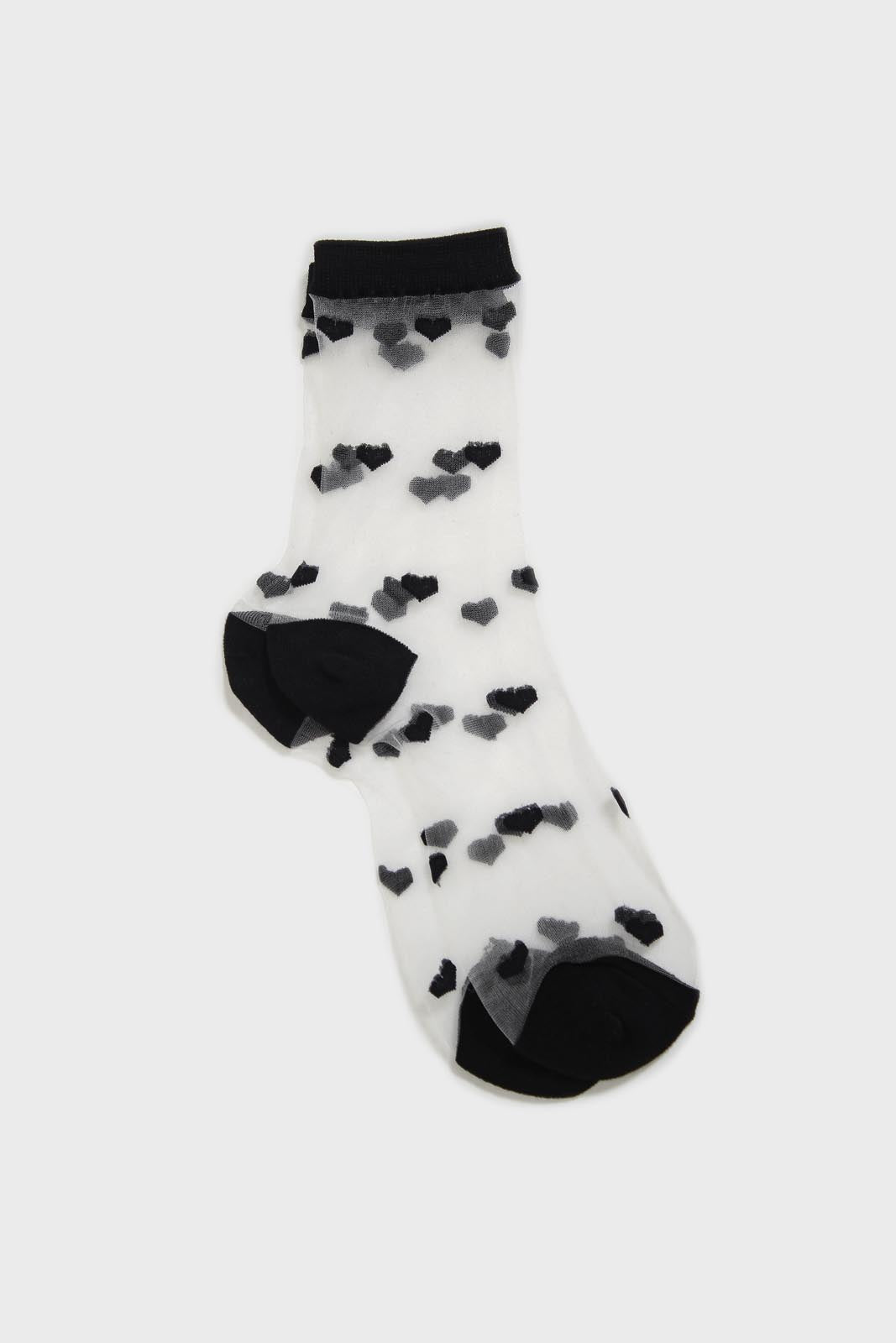 Black sheer heart socks