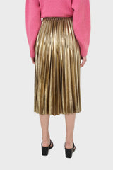 Dark gold pleated maxi skirt