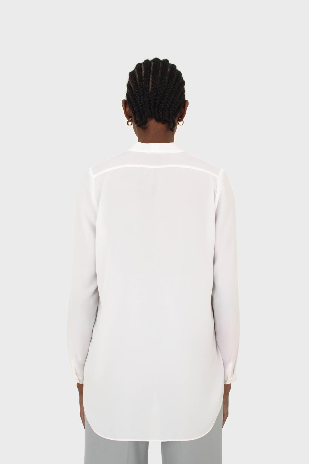 White classic deep V blouse