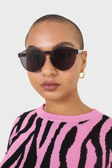 Charcoal frameless round sunglasses