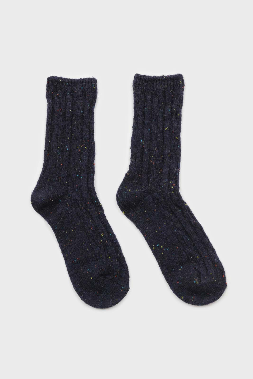 Dark blue rainbow fleck thick socks