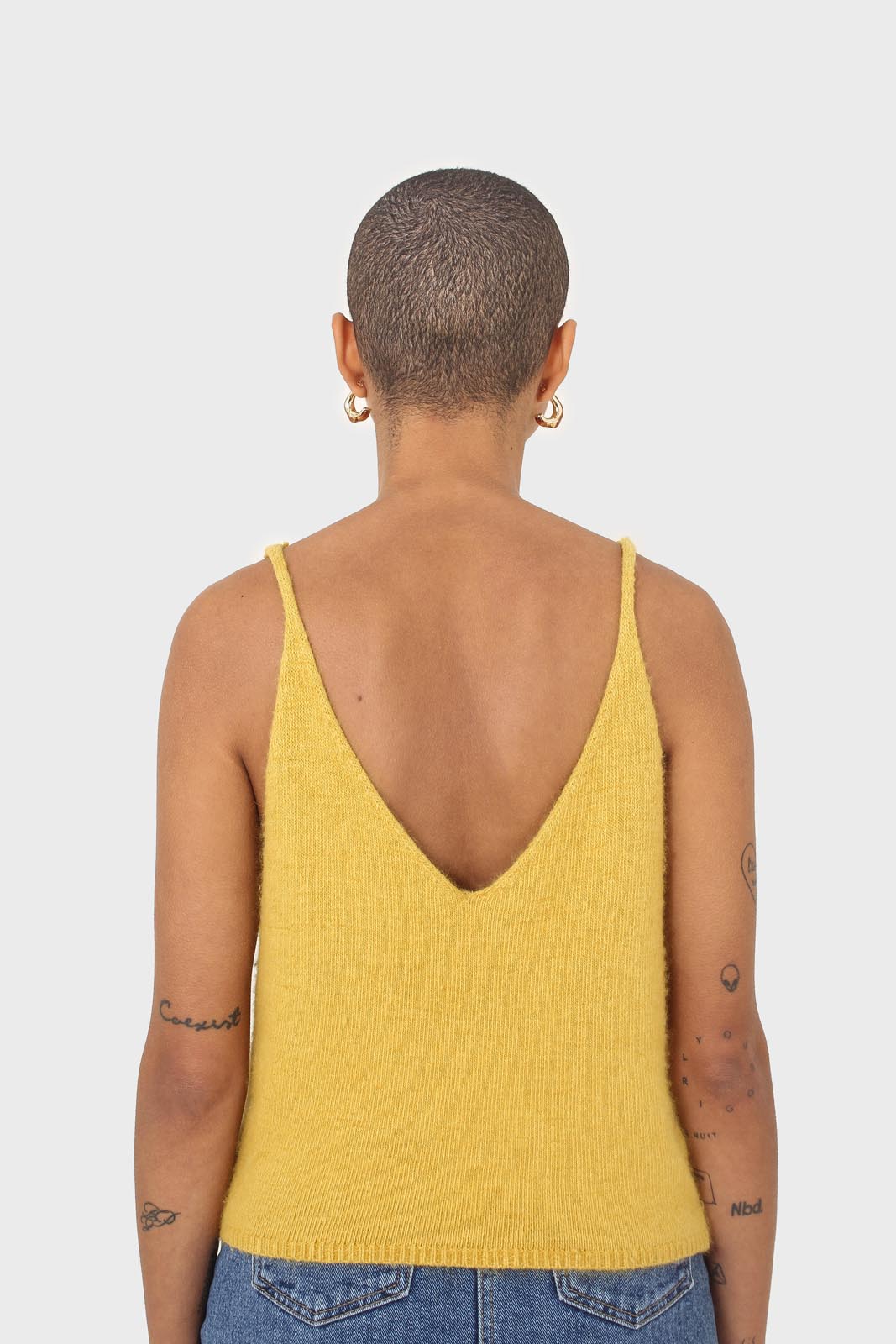 Mustard thick angora crop tank