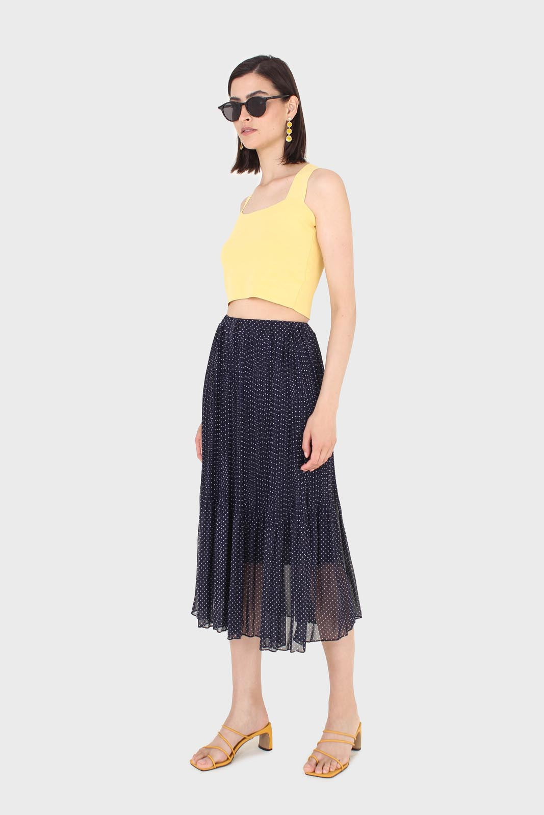 Mustard thick strap cross back knit tank
