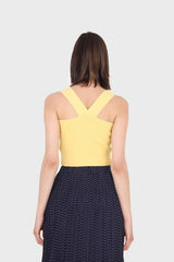 Mustard thick strap cross back knit tank